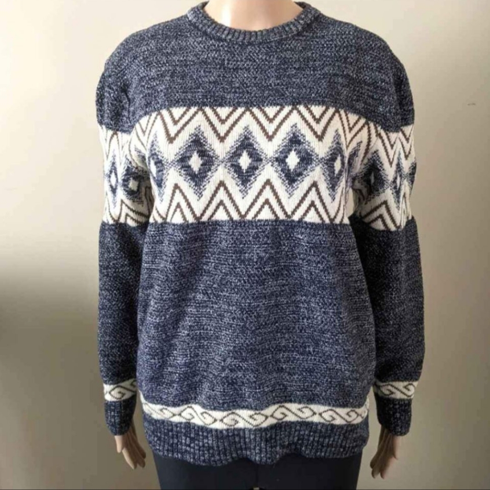 Zara Man fair isle crewneck sweater, size XL